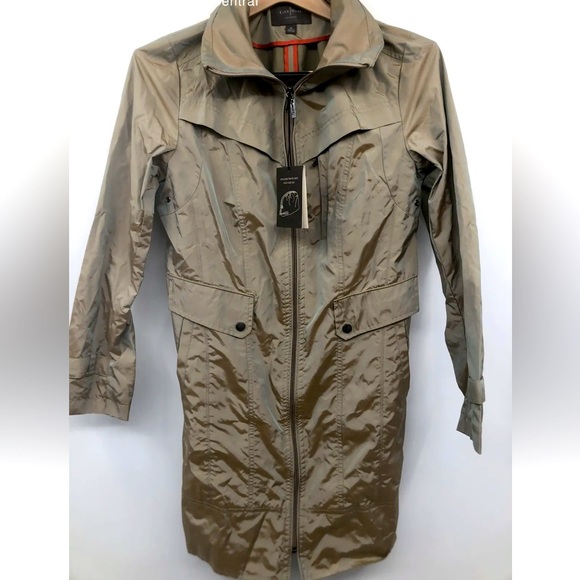 NWT Beautiful Cole Hahn trench rain wind coat. Copper - gold color true to size. - Picture 4 of 7